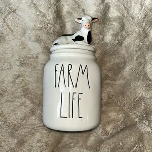 Rae Dunn Farm Life Ceramic Jar with Cow Lid